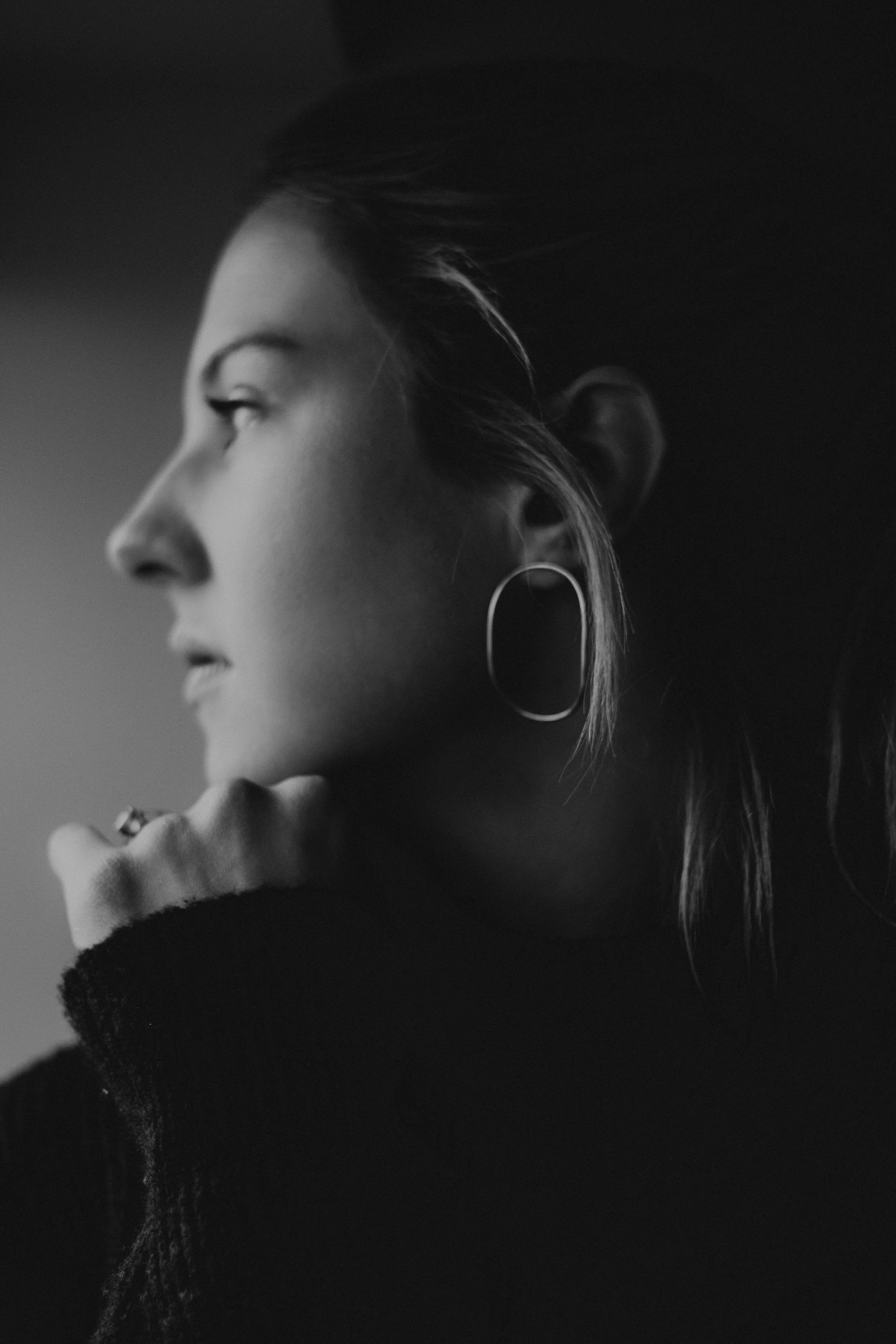 Silver Curve Oval Hoop Studs - Image 3