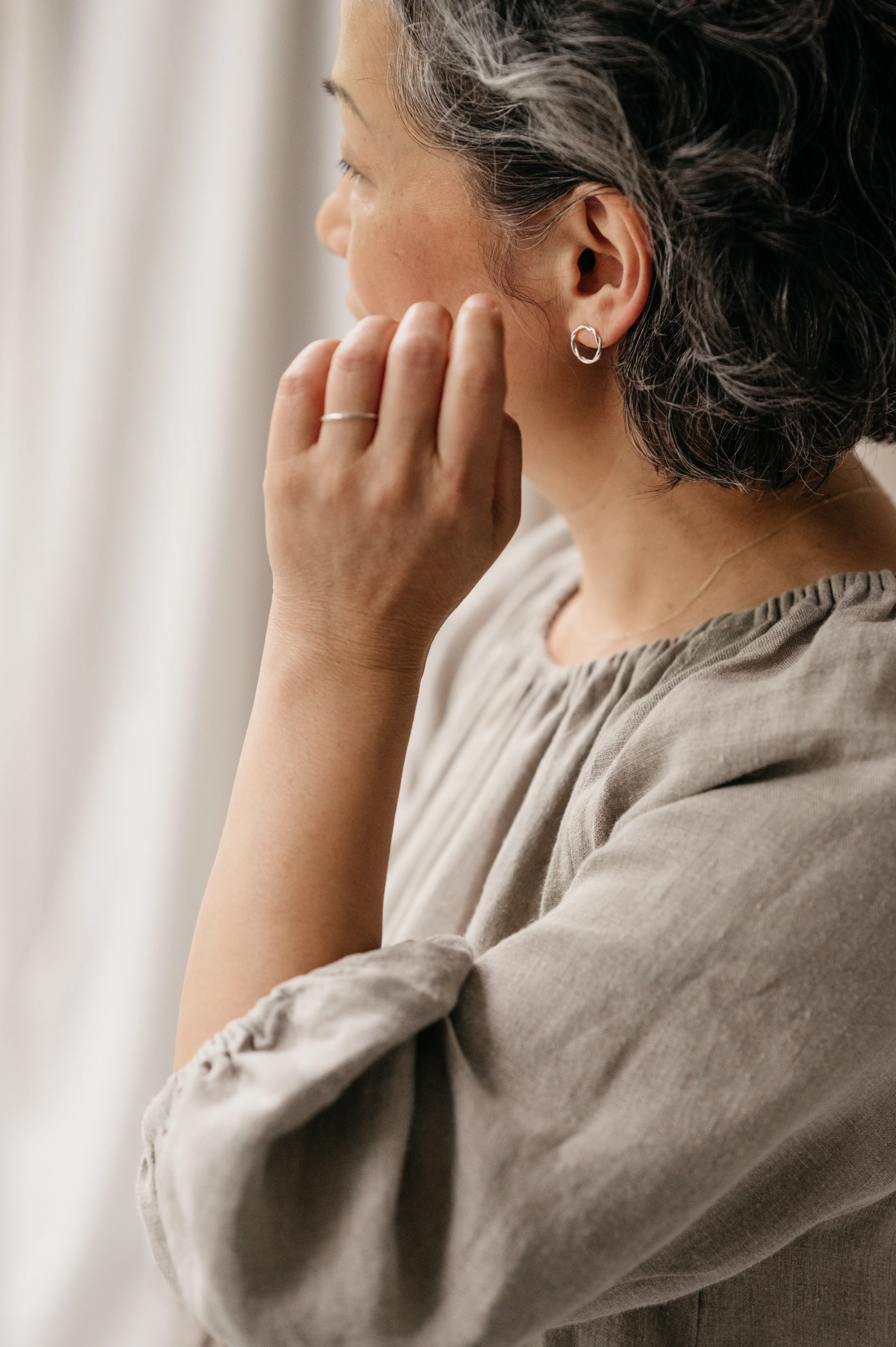Silver Entwined Circle Studs - Image 4
