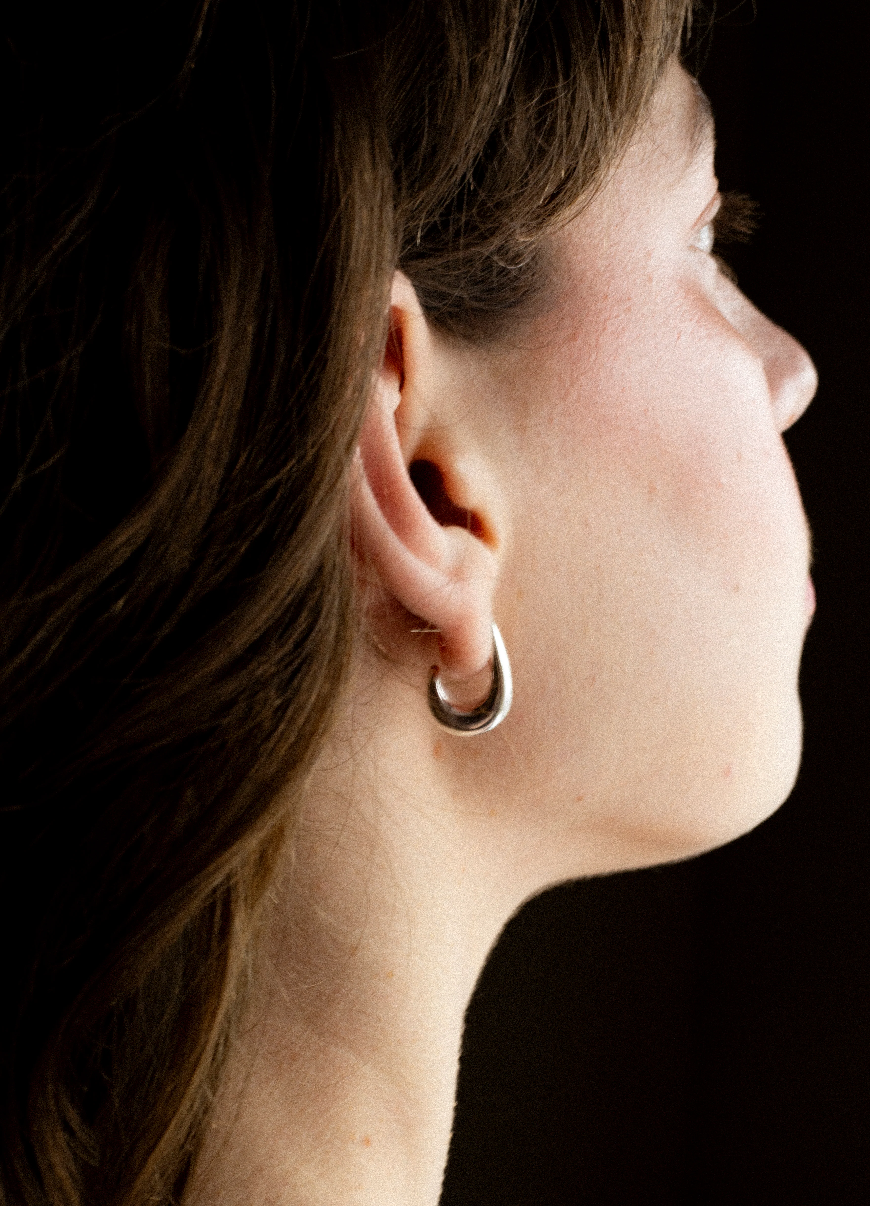 Silver Solid Curl Stud Earrings - Image 3