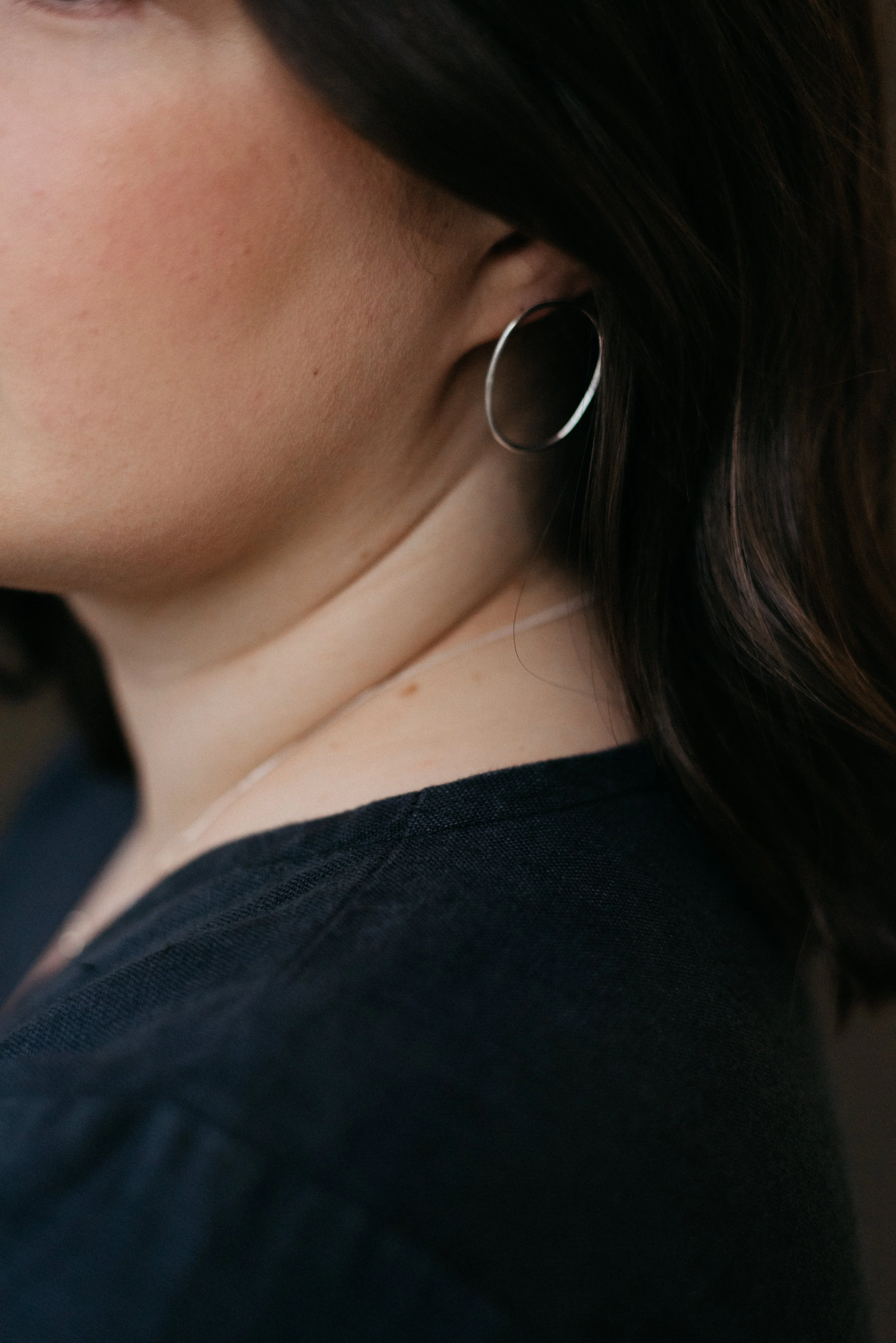 Silver Free-formed Organic Oval Earrings - Image 4