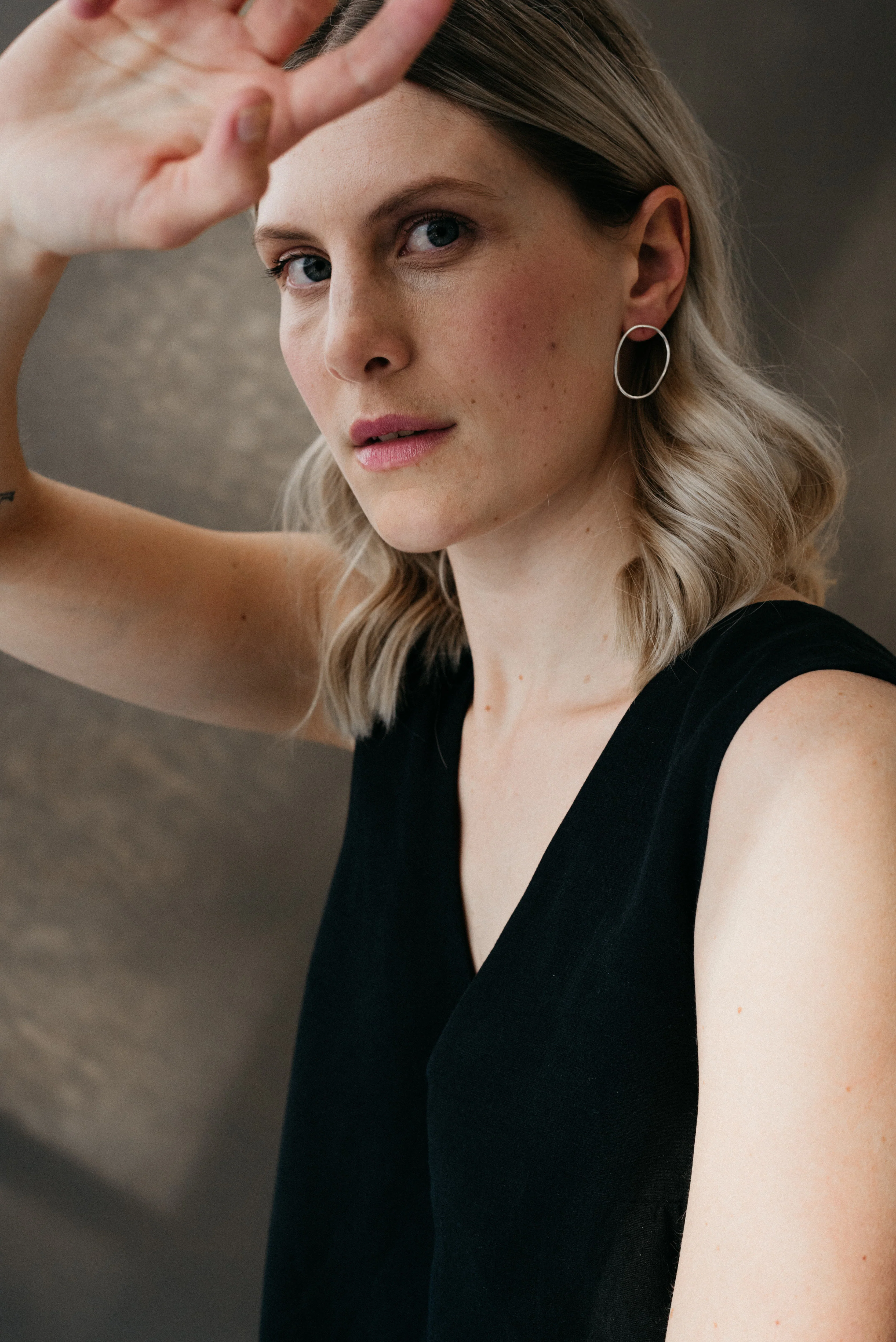 Silver Free-formed Organic Oval Earrings - Image 6