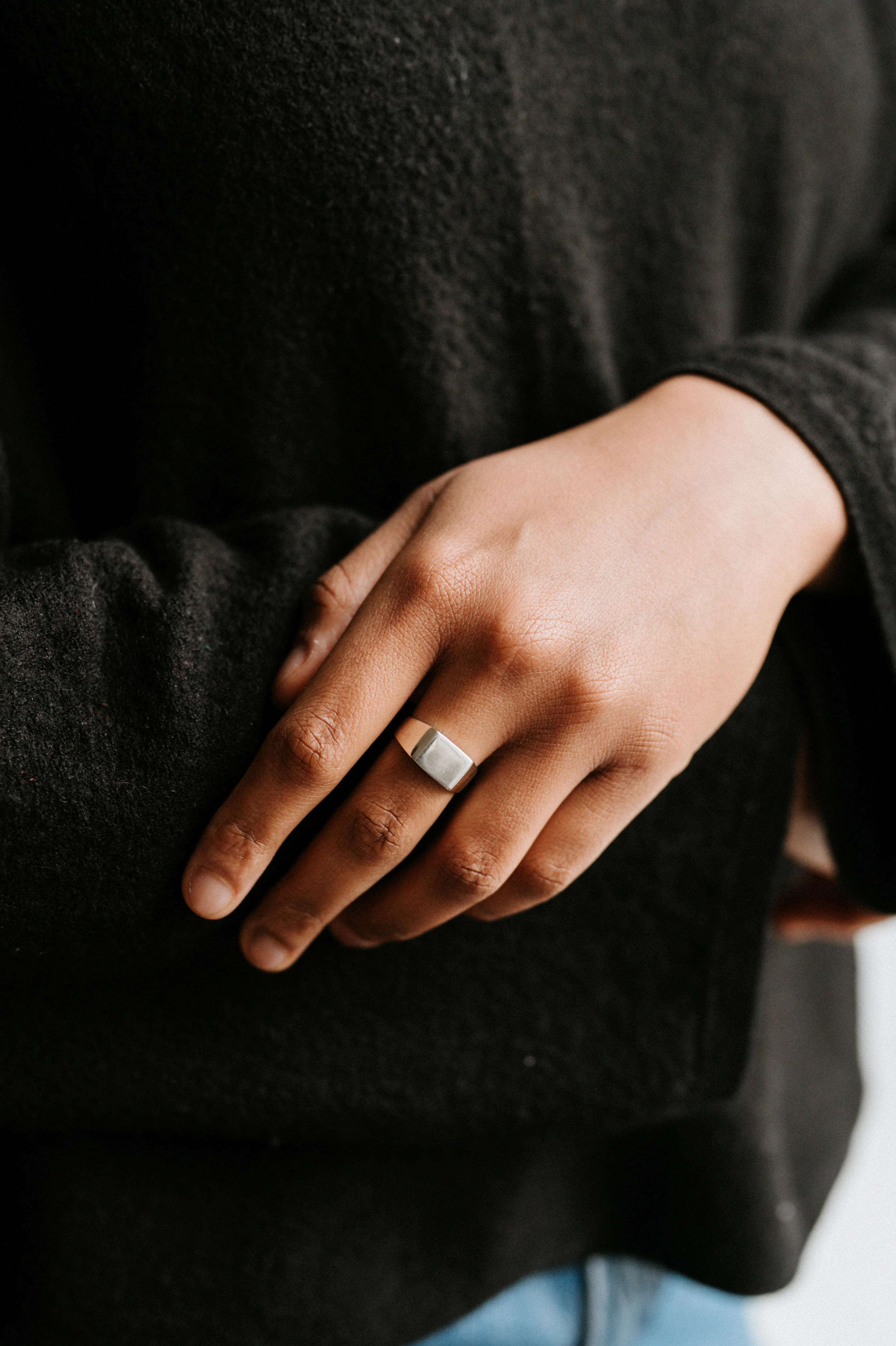 Silver Chunky Square Signet Ring - Image 5