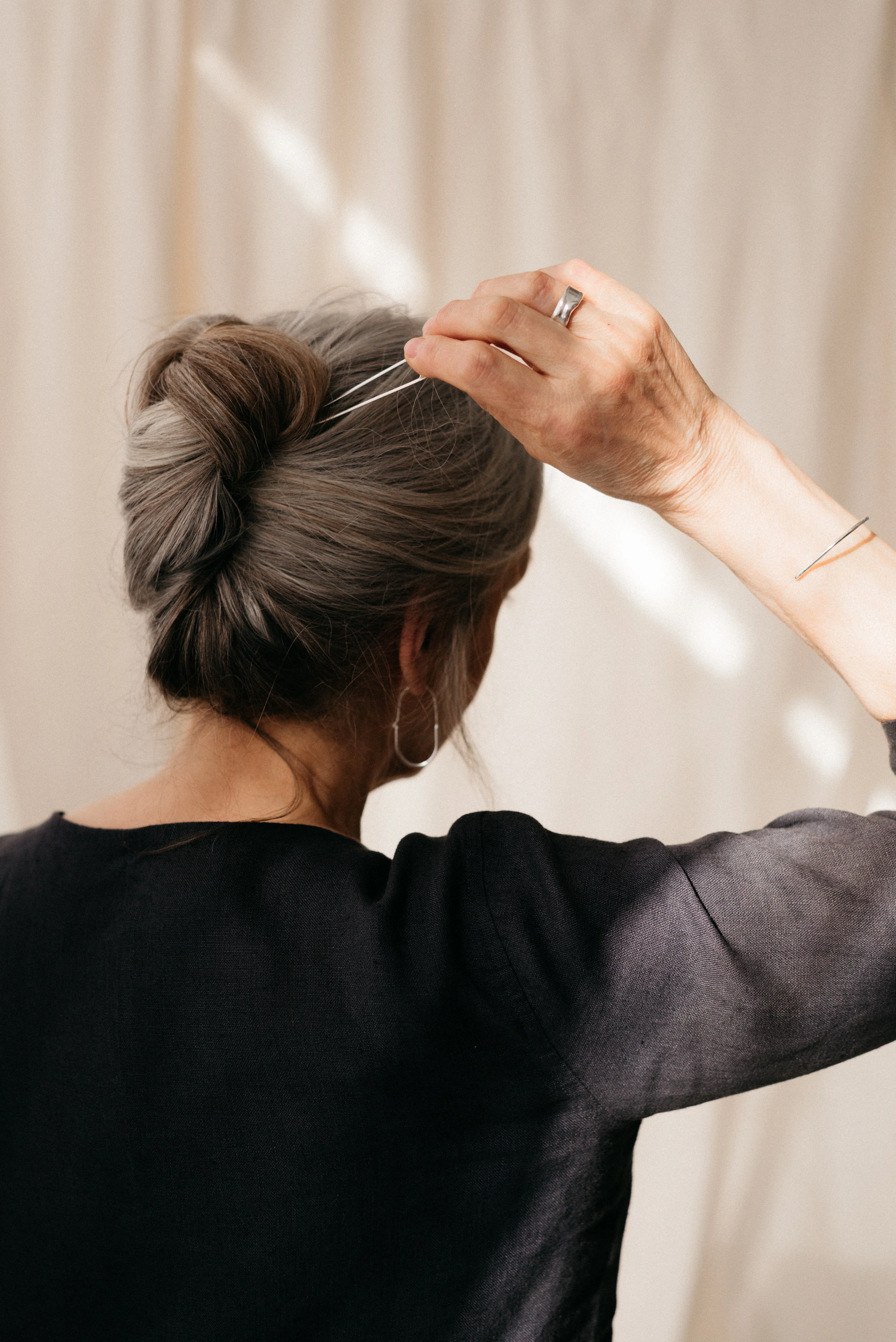 Silver Half Circle Hair Pin - Image 3