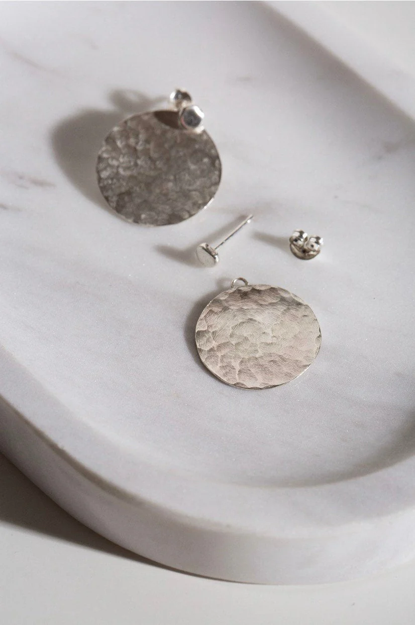 Silver Hammered Disc Ear Jackets - Image 3
