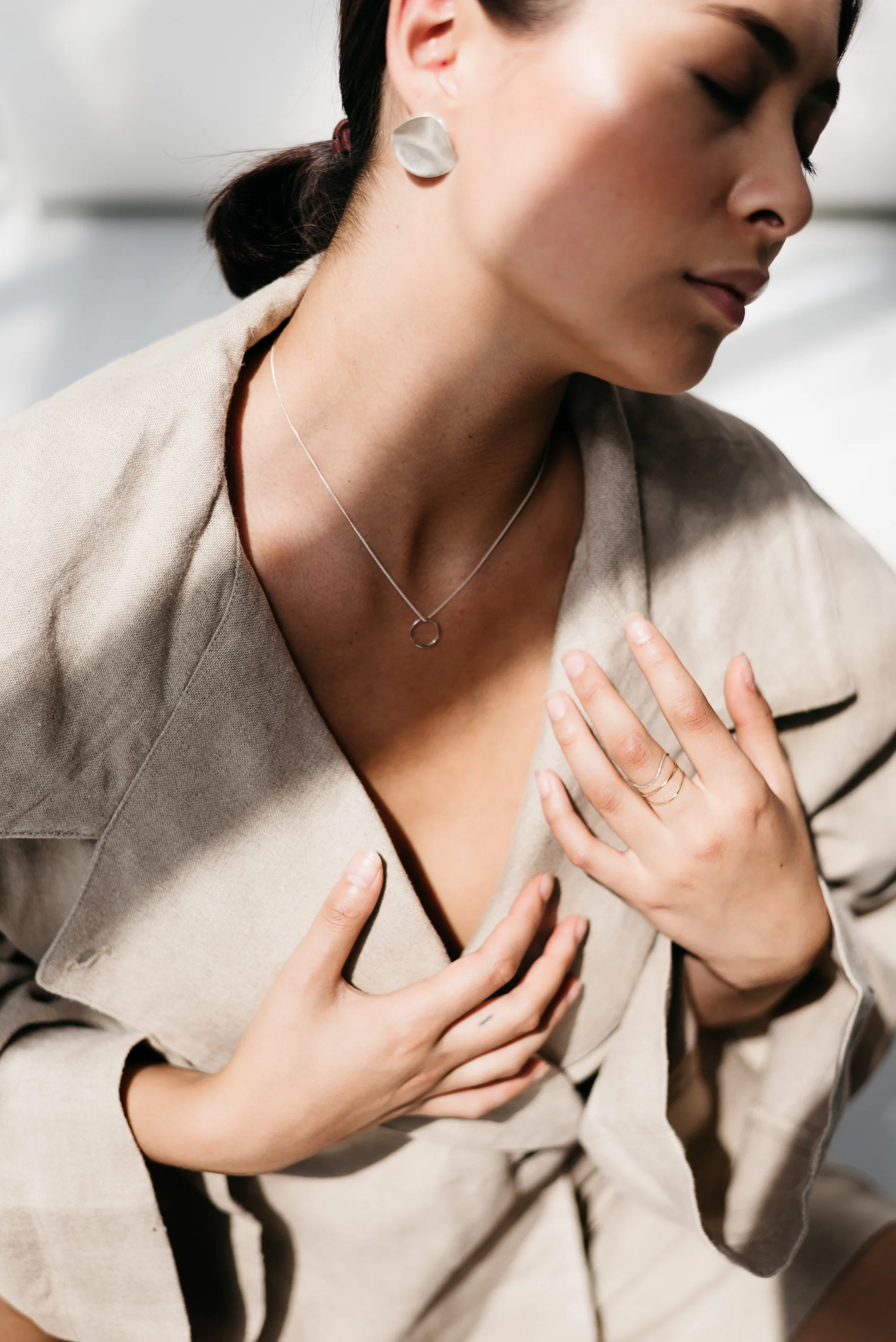 Silver Mini Circle Necklace - Image 3