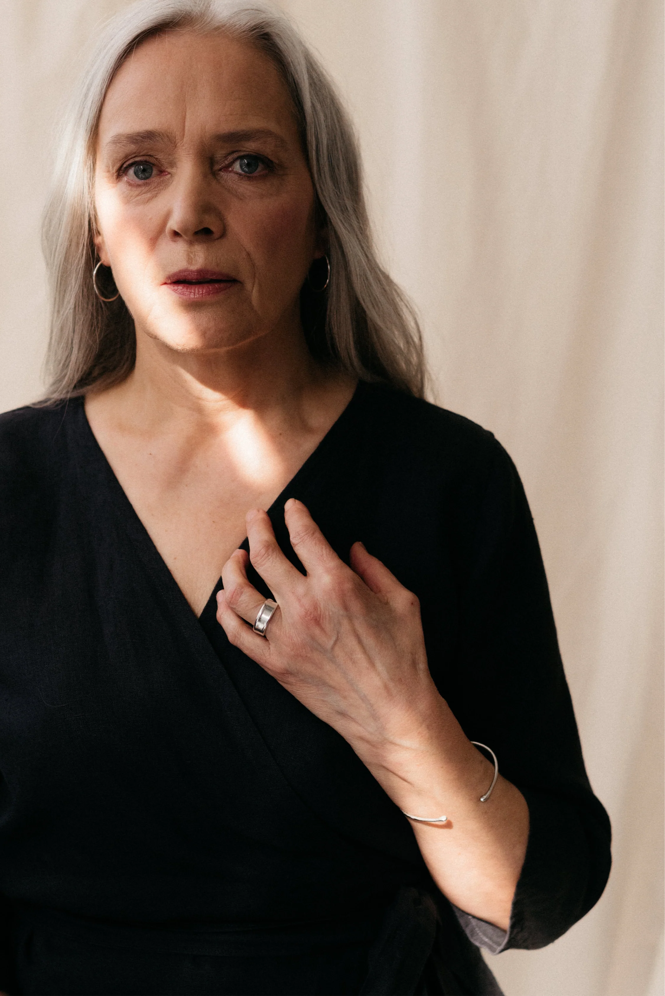 Silver Molten Silver Open Bangle - Image 4