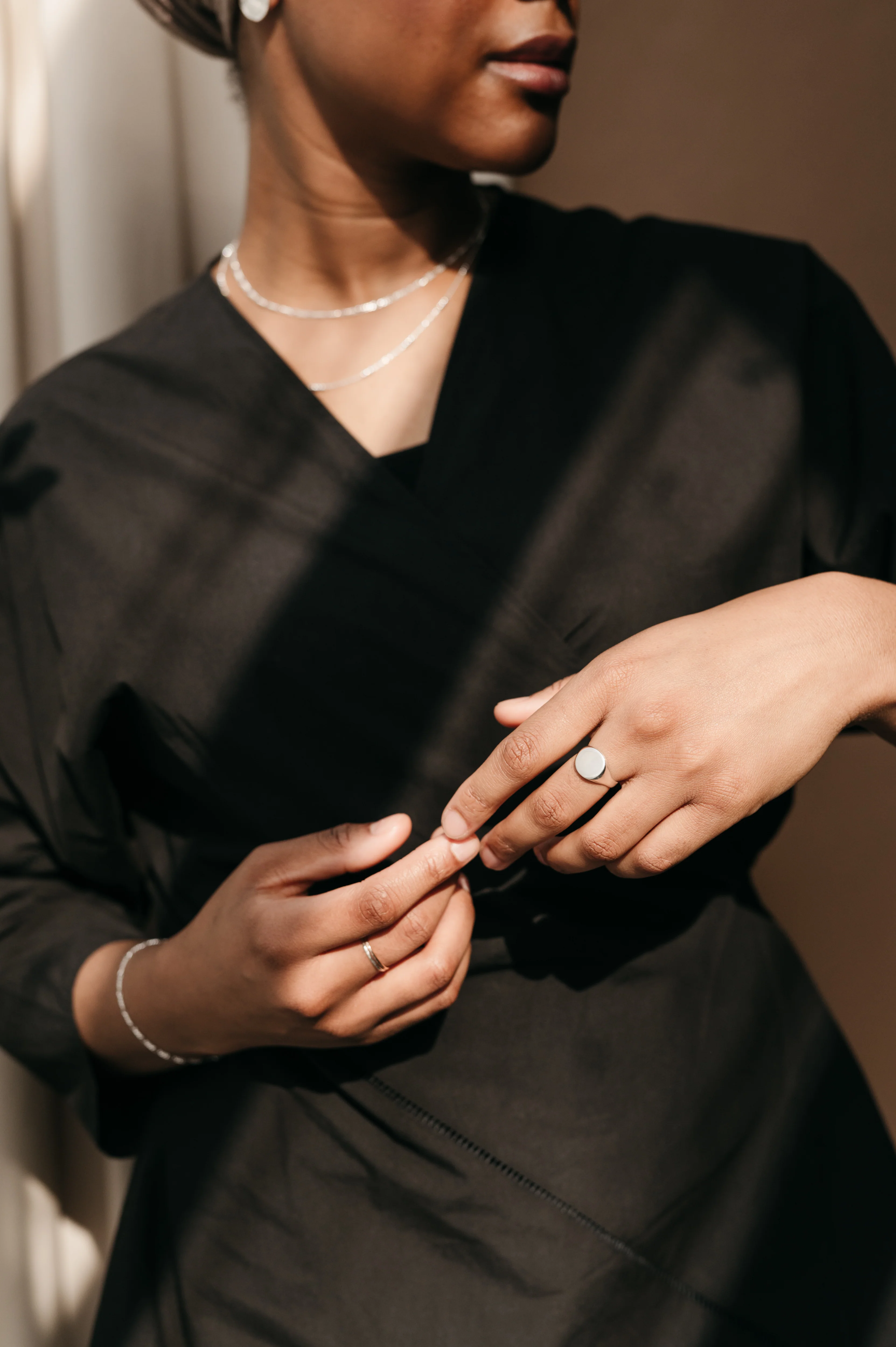 Silver Classic Round Signet Ring - Image 4