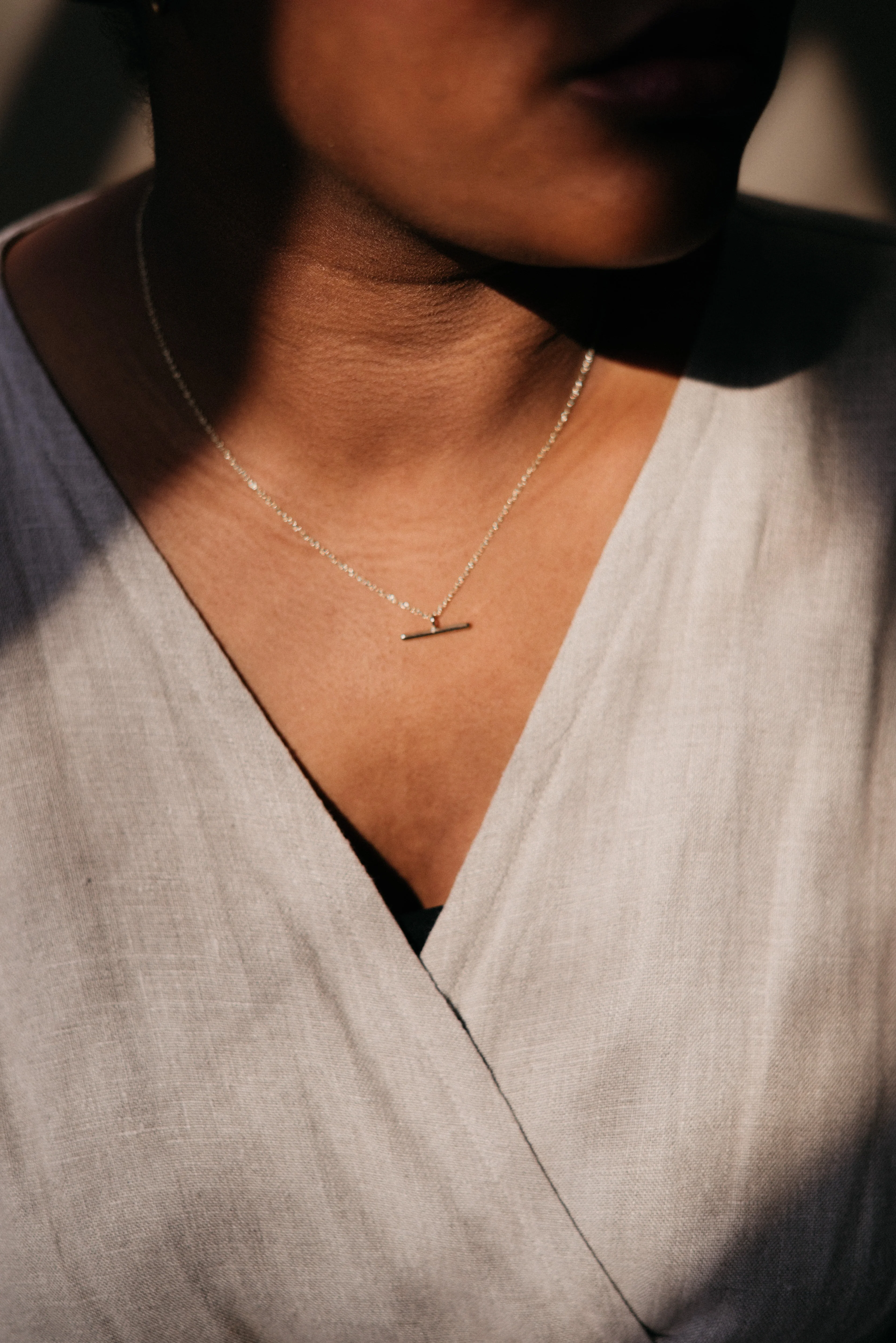 Silver Minimal Bar Necklace - Image 4