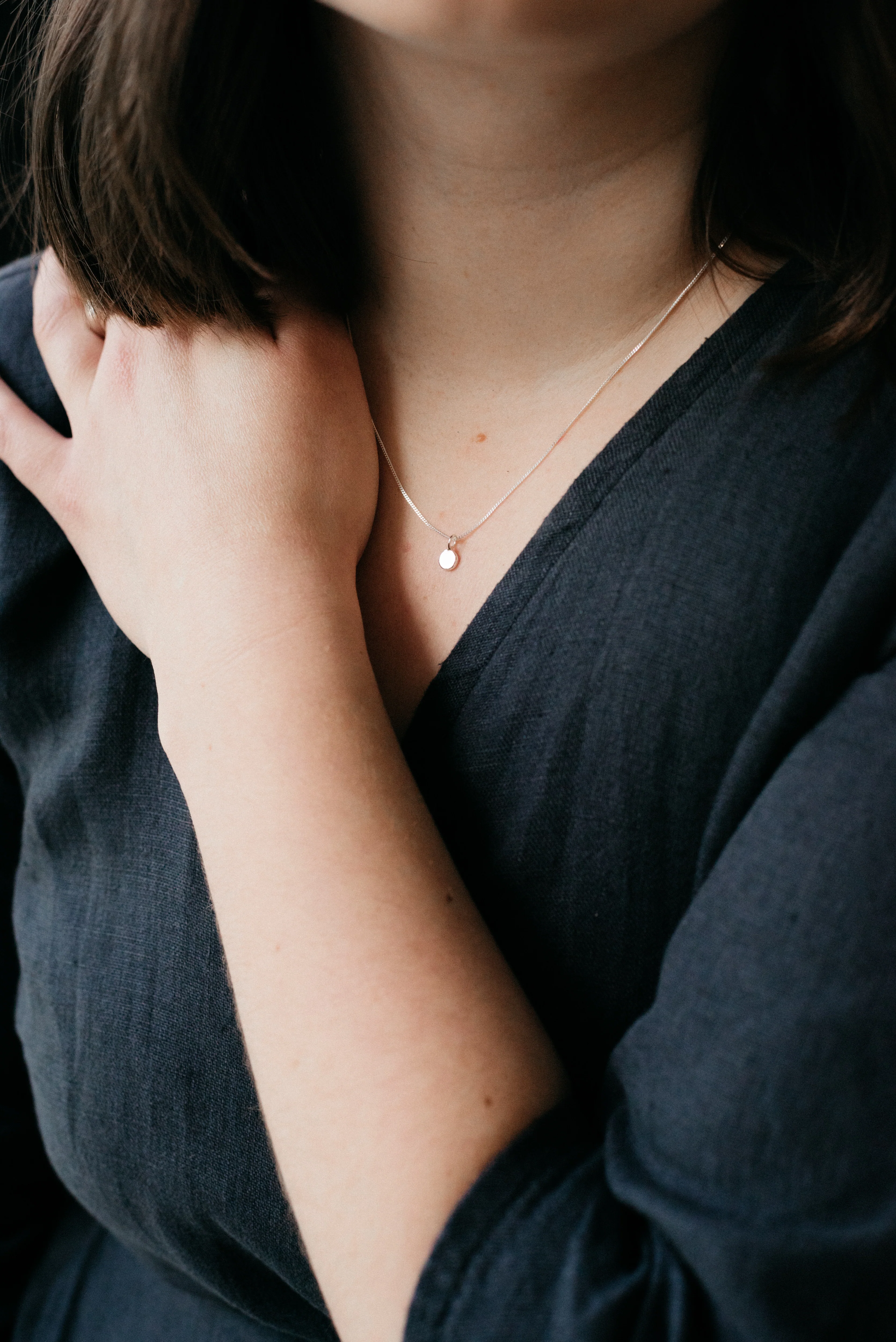 Silver Zero Waste Pebble Necklace - Image 4