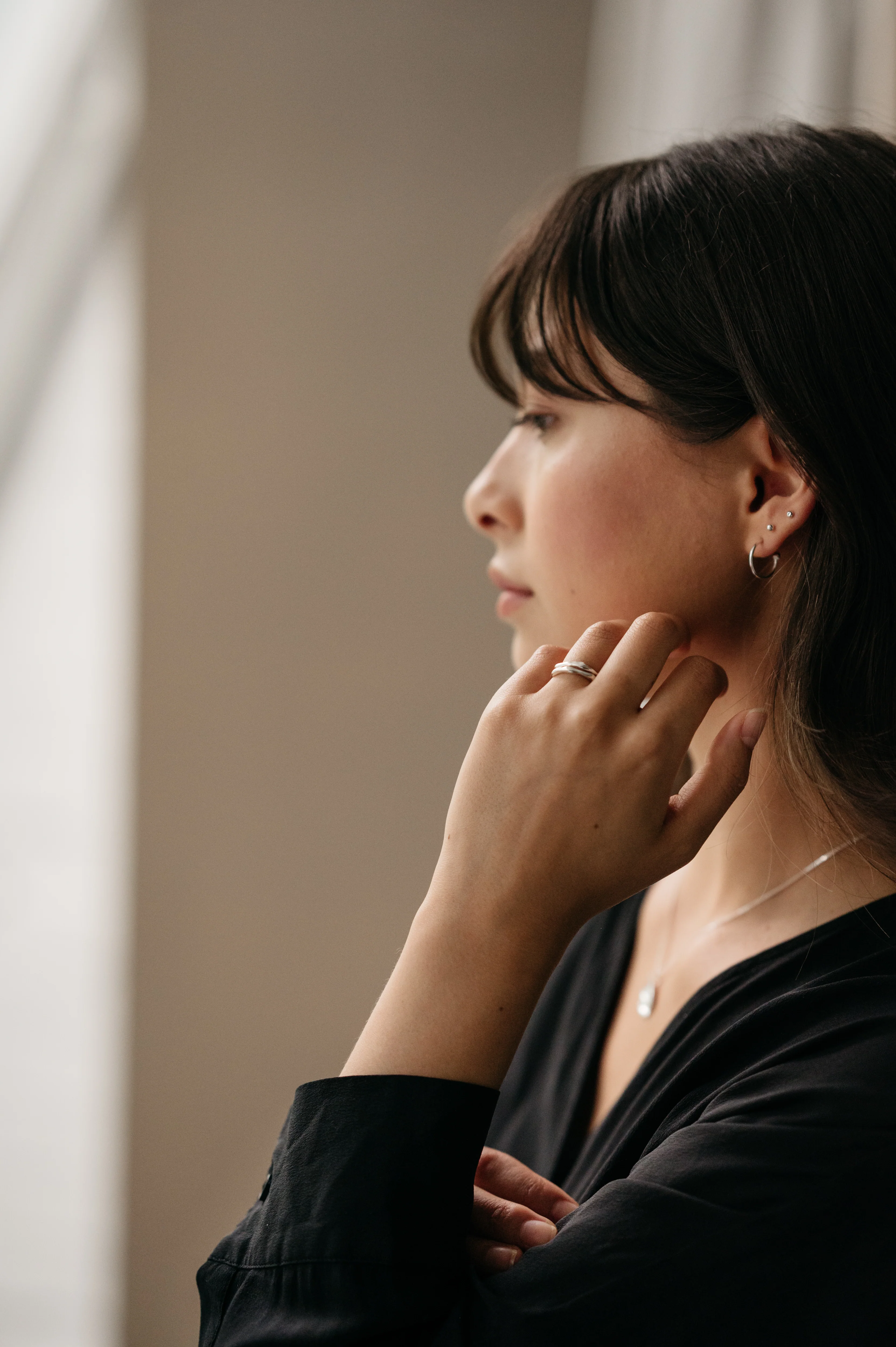 Skinny Stacking Melty Ring - Silver or 9ct Gold - Image 3