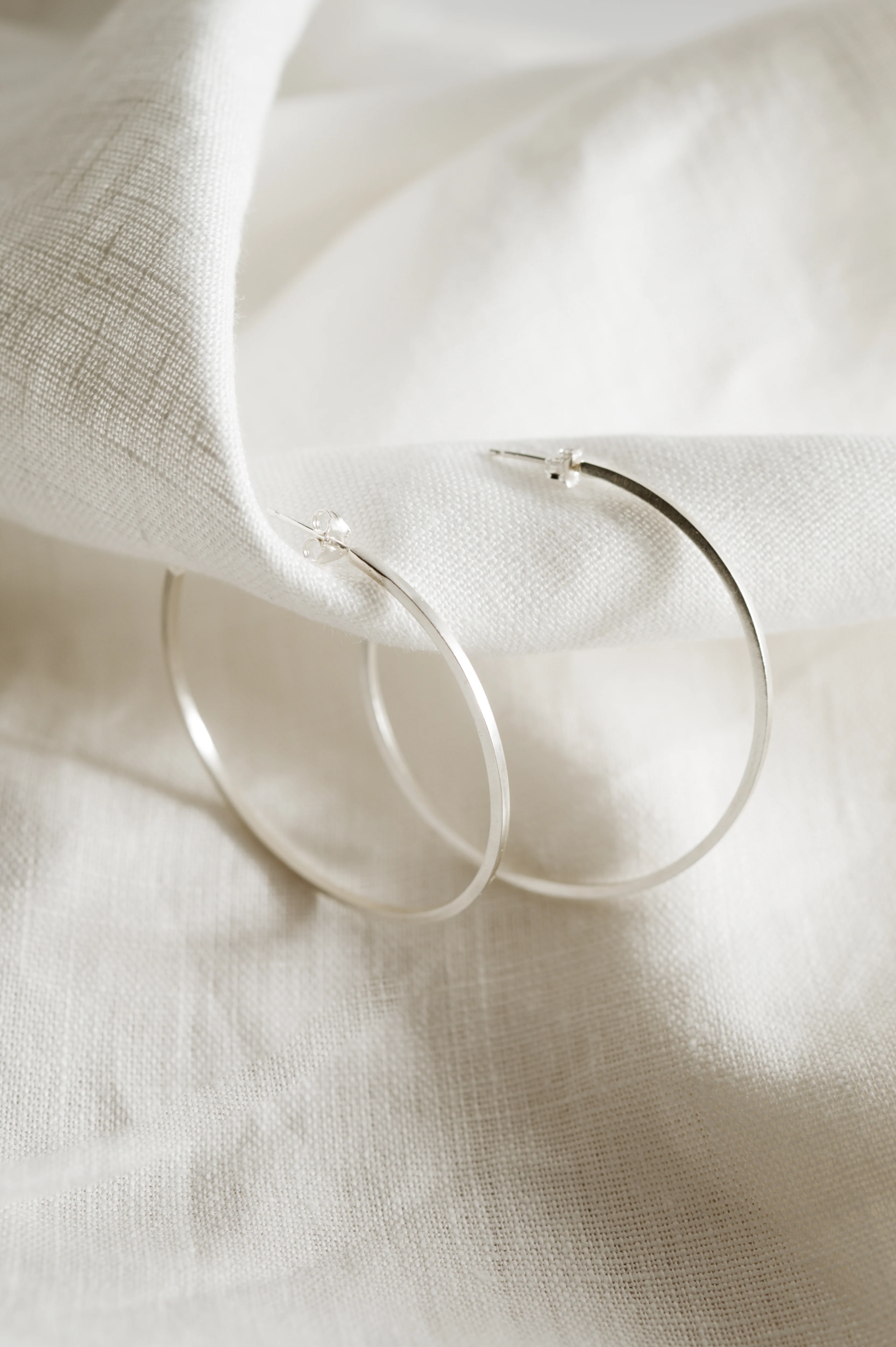 Silver Big Hoops - Square Wire - Image 4
