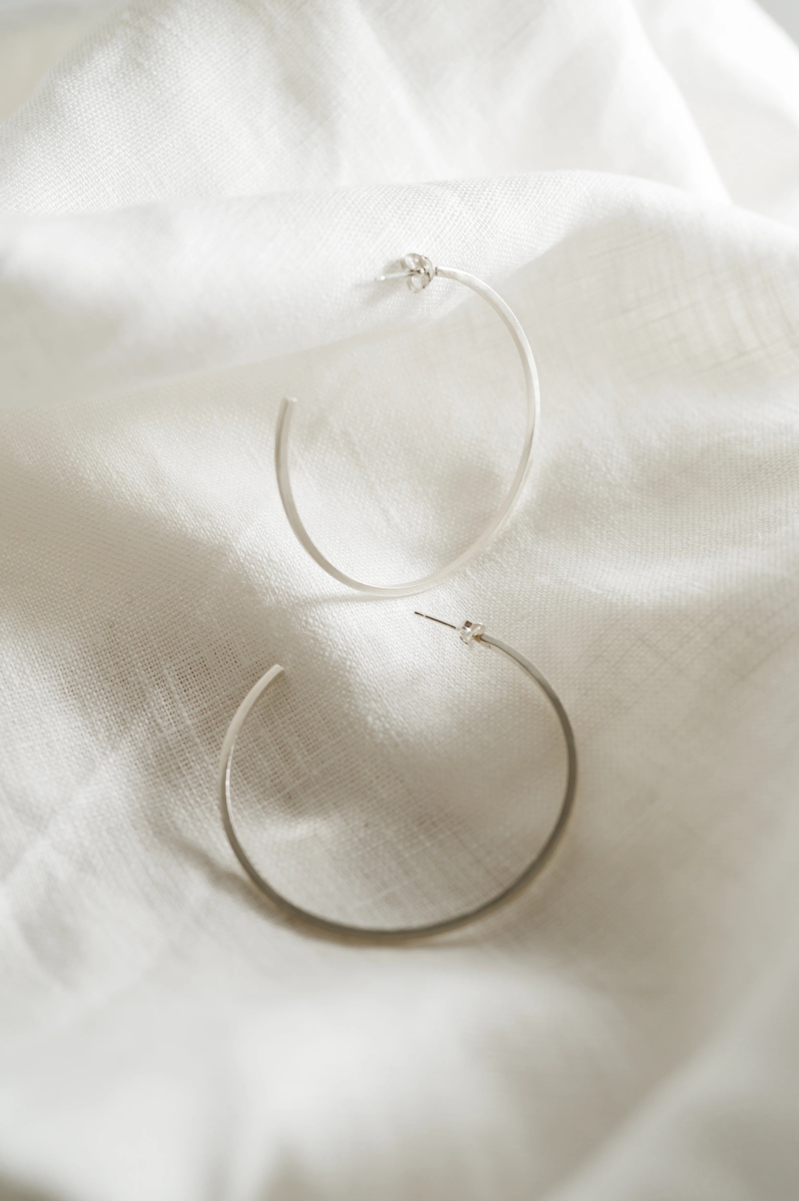 Silver Big Hoops - Square Wire - Image 5