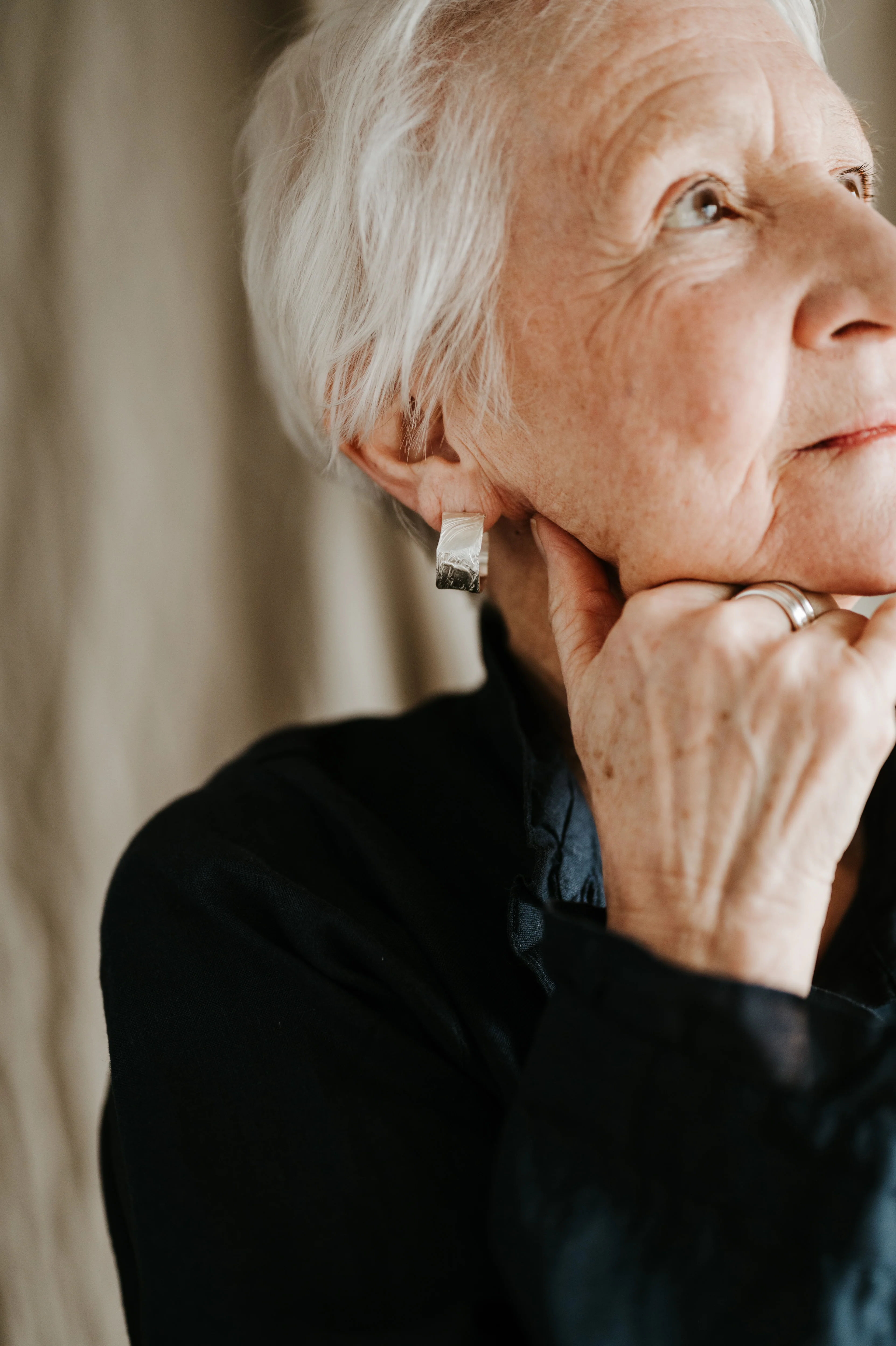 Silver Brush Stroke Hoops - Image 5