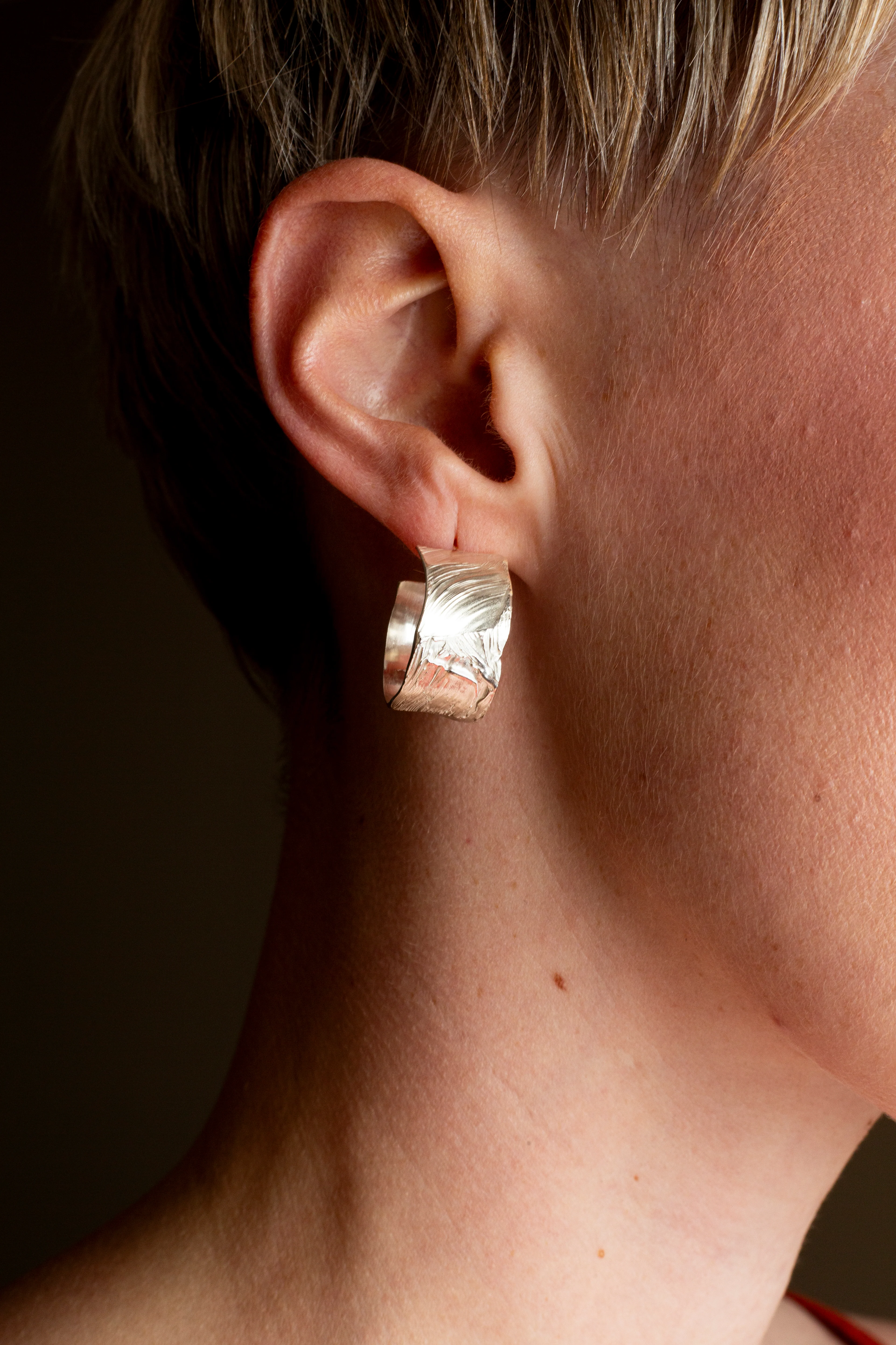 Silver Brush Stroke Hoops - Image 6