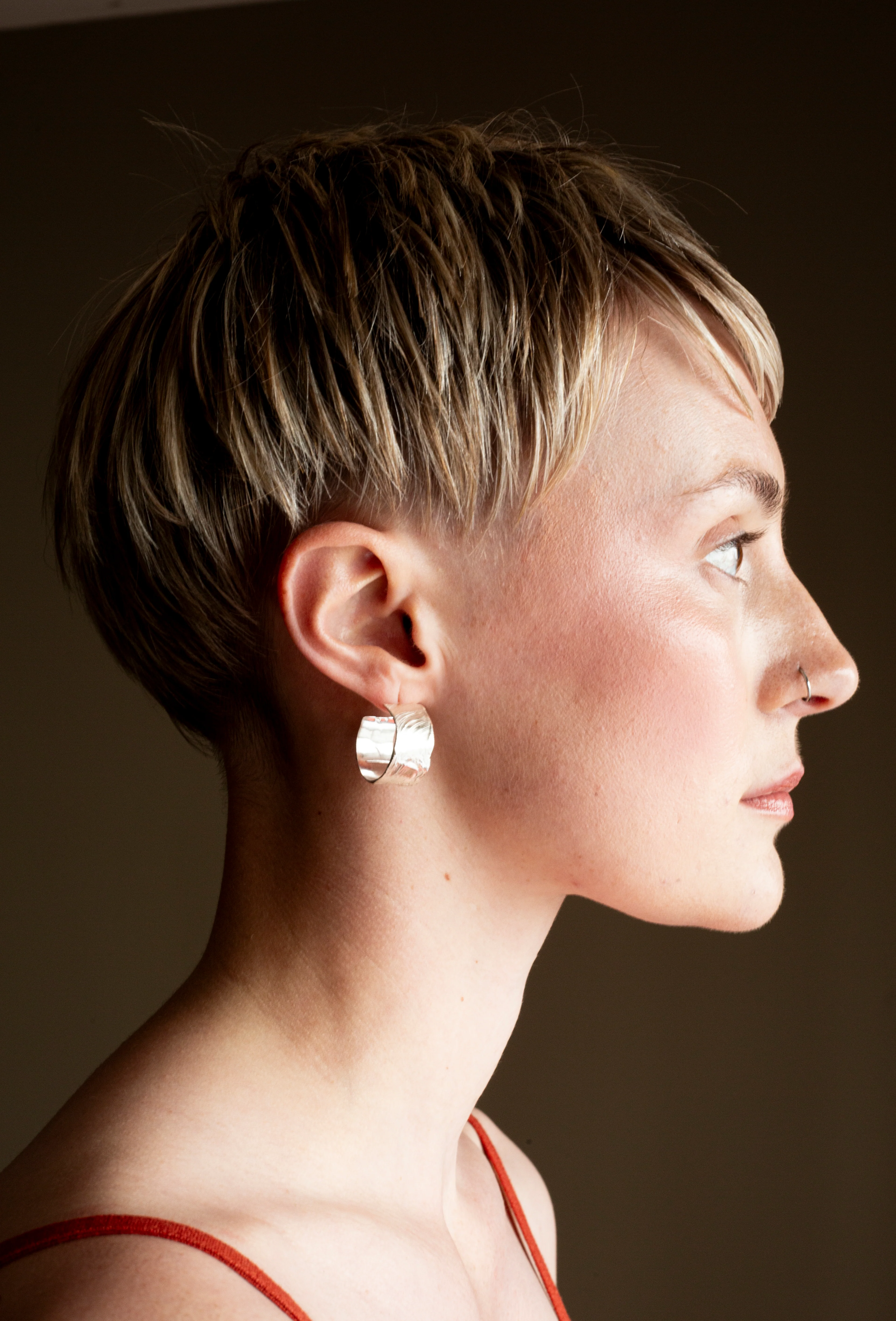 Silver Brush Stroke Hoops - Image 7