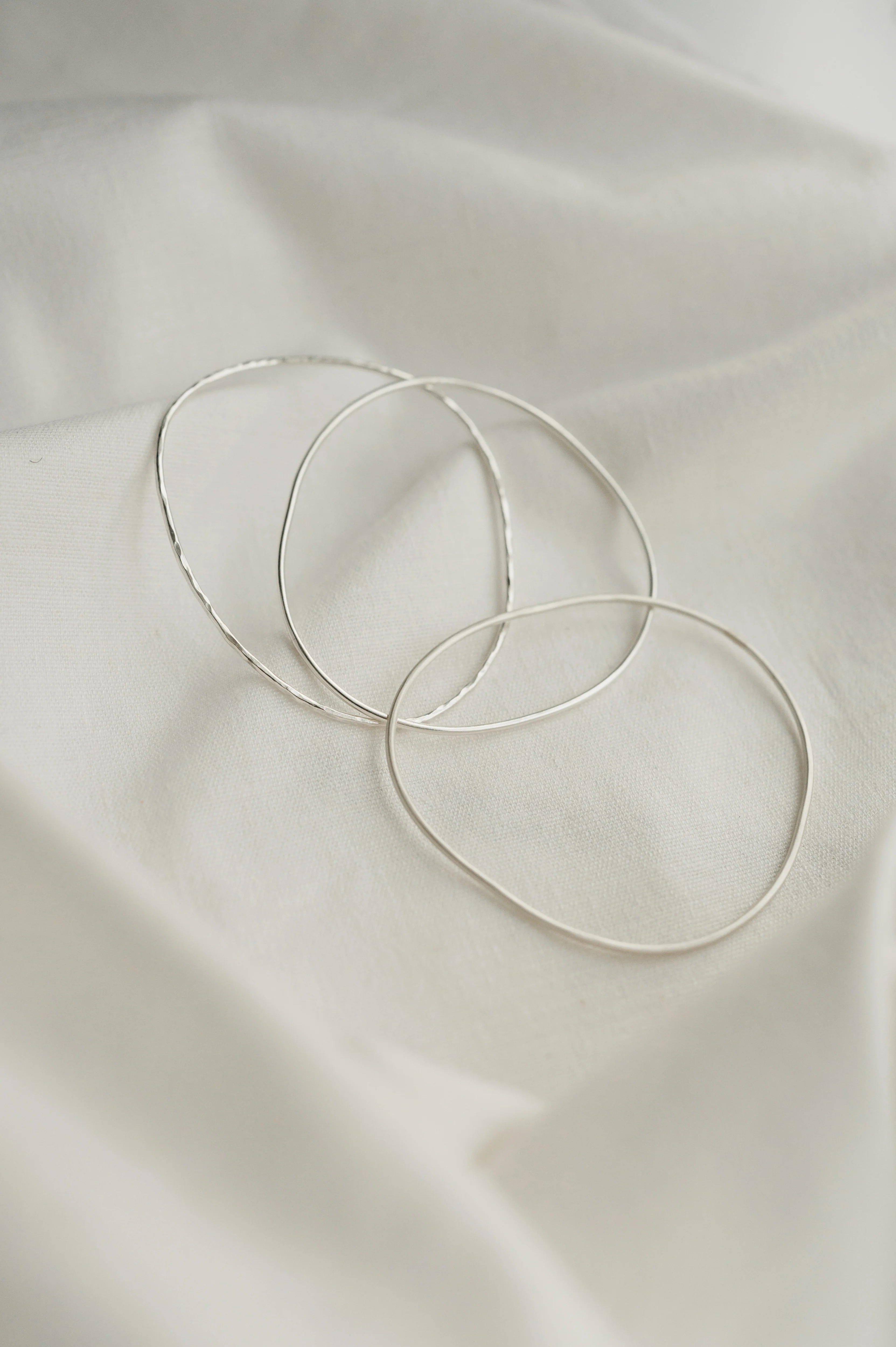 Silver Trio Of Organic Shaped Bangles - Image 7